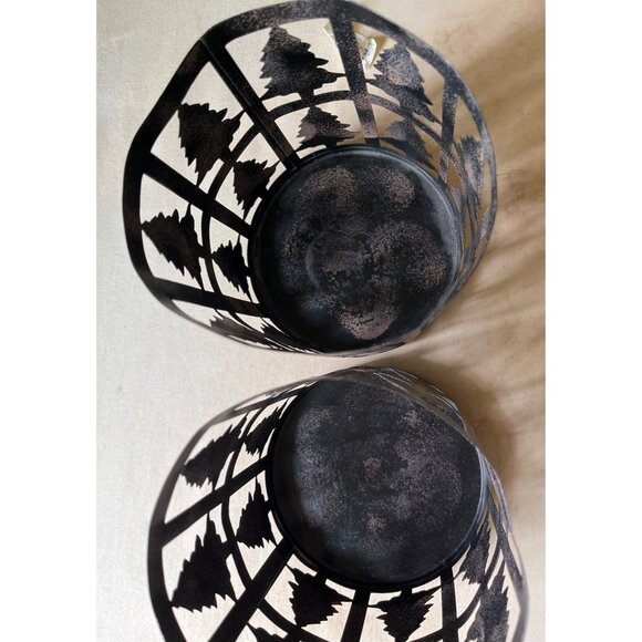 Metal Candle Holders Set 2 Tree Pillar Cabincore Lodge Winter Decor Rustic Home - Picture 4 of 4